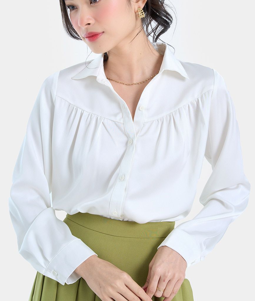 Áo sơ mi kiểu nhún trên ngực