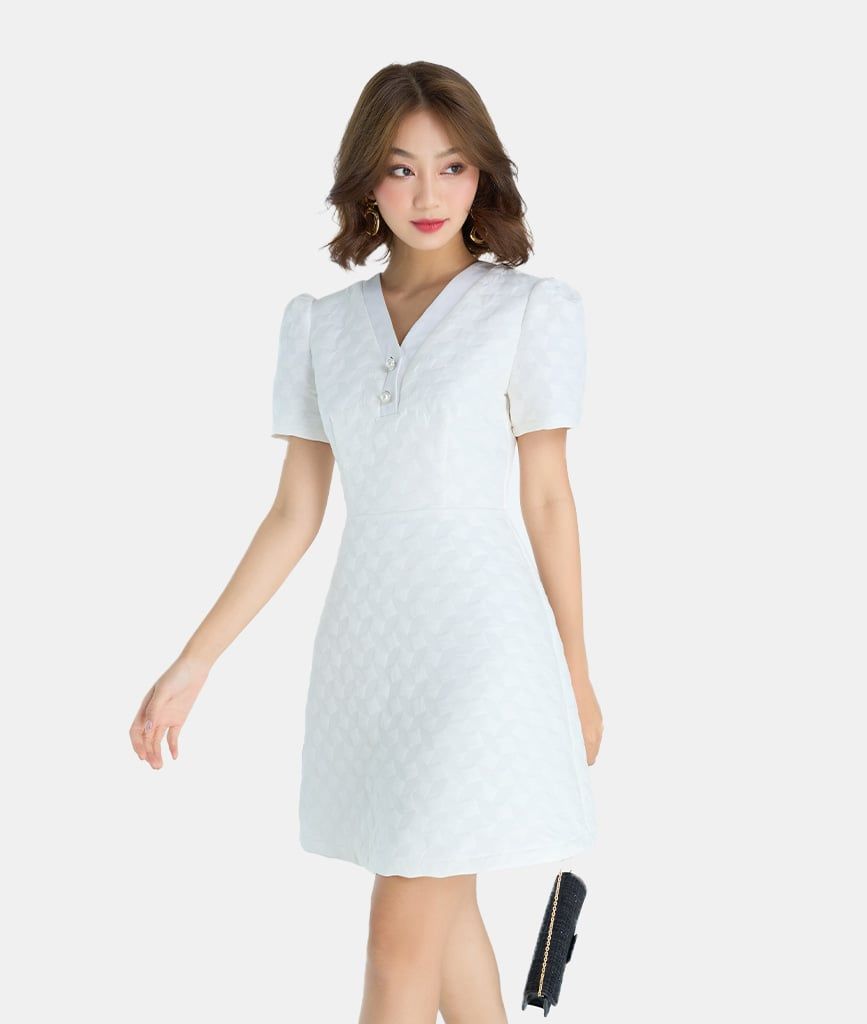 Đầm lửng cổ nẹp V