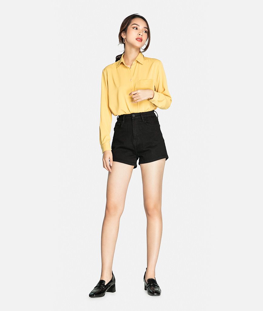 Áo sơ mi lệch tà tay dài