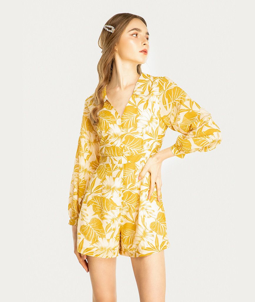 Jumpsuit short tay phồng