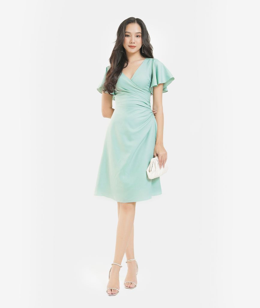 ĐẦM KIỂU ĐẮP XẾP NHÚN EO
