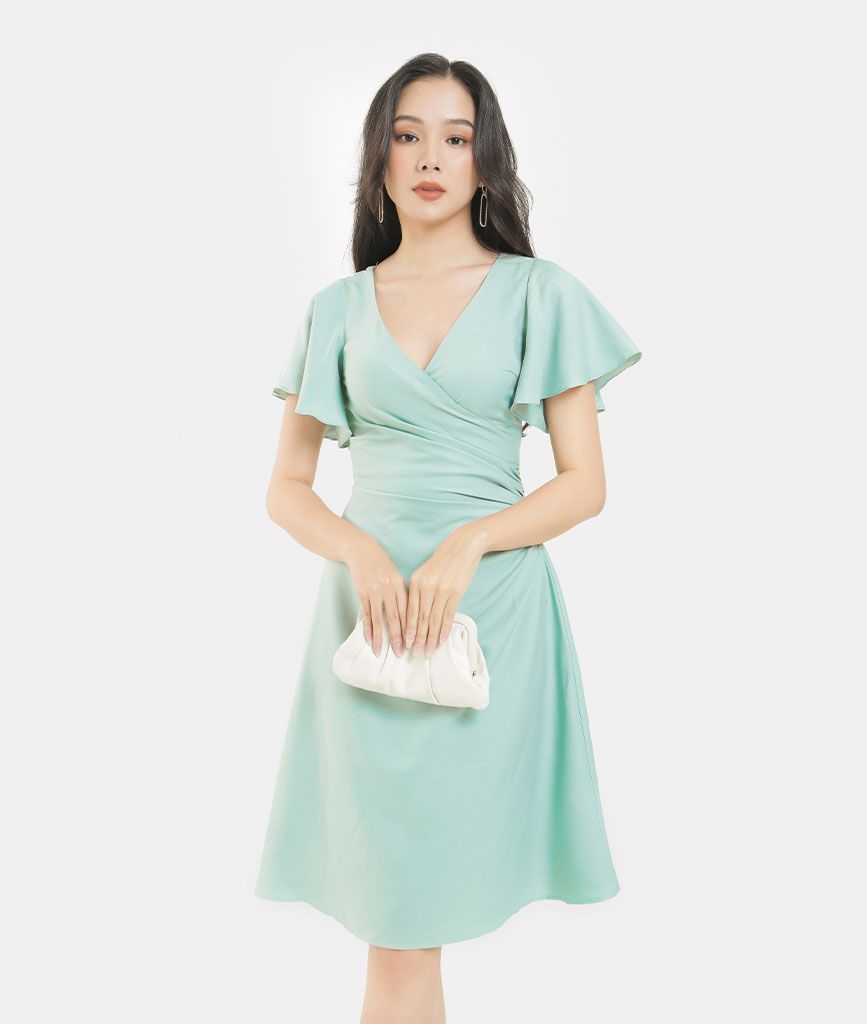 ĐẦM KIỂU ĐẮP XẾP NHÚN EO