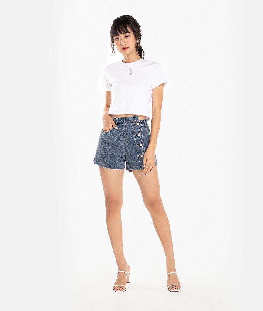Quần short lưng lệch 4 nút