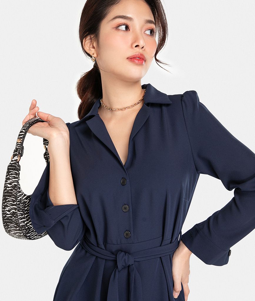 Đầm sơ mi tay dài