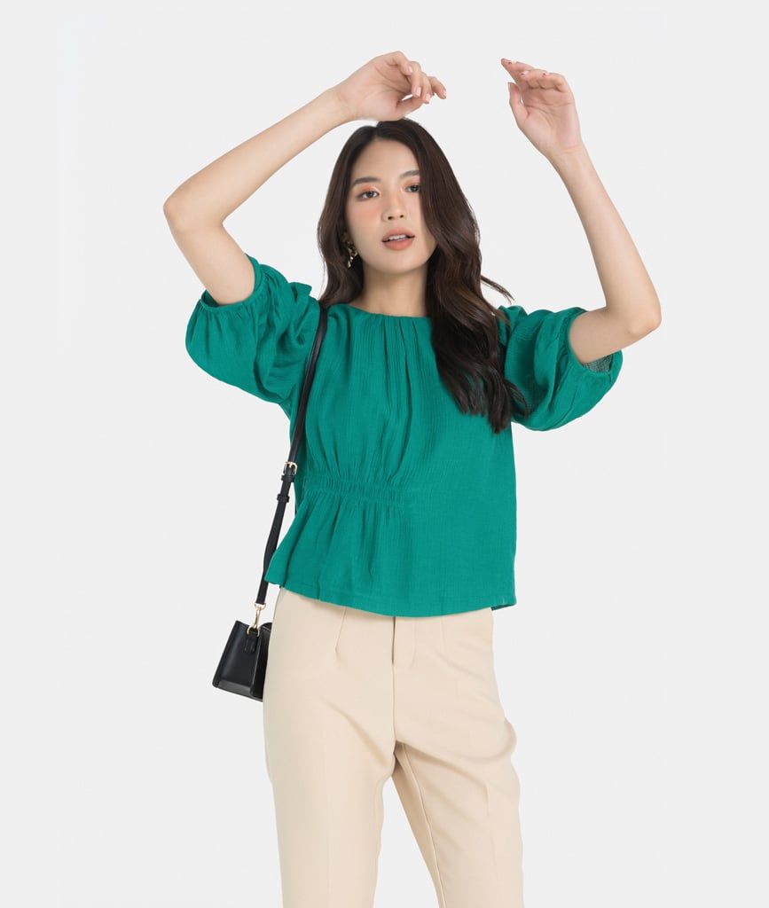 Áo tay lửng nhún eo