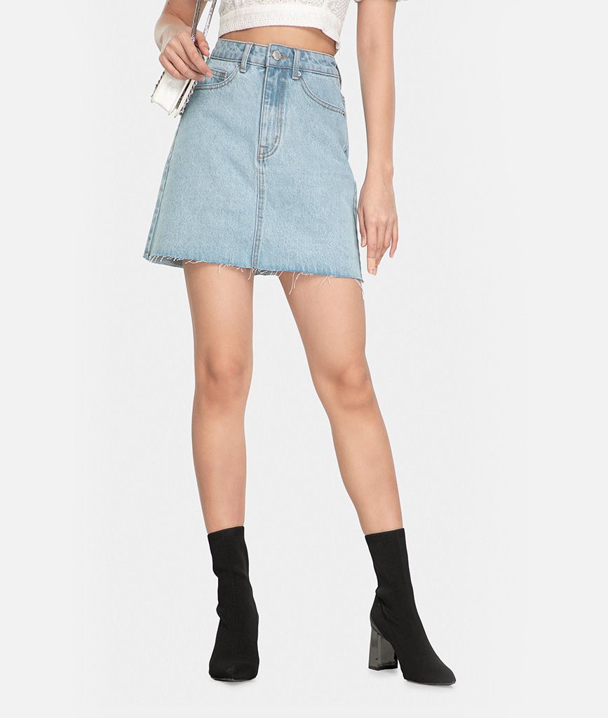 Váy kaki denim basic