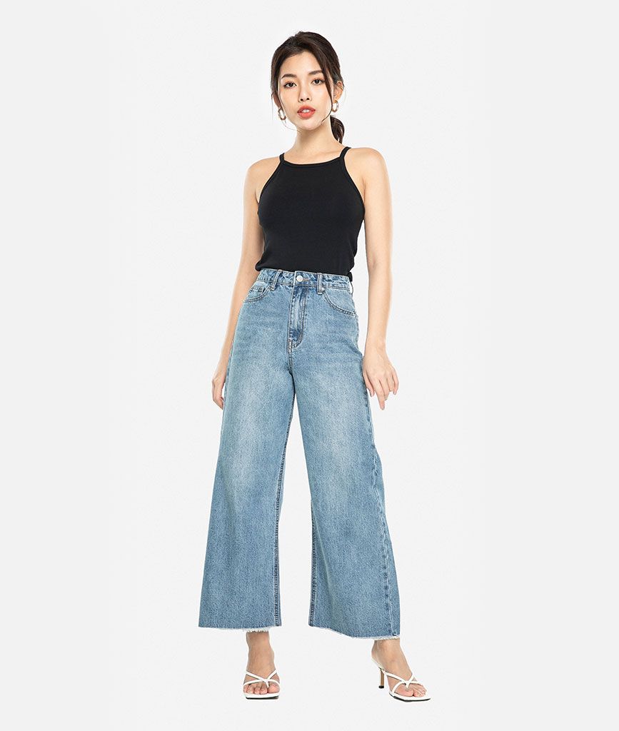 Quần kaki jean ống rộng