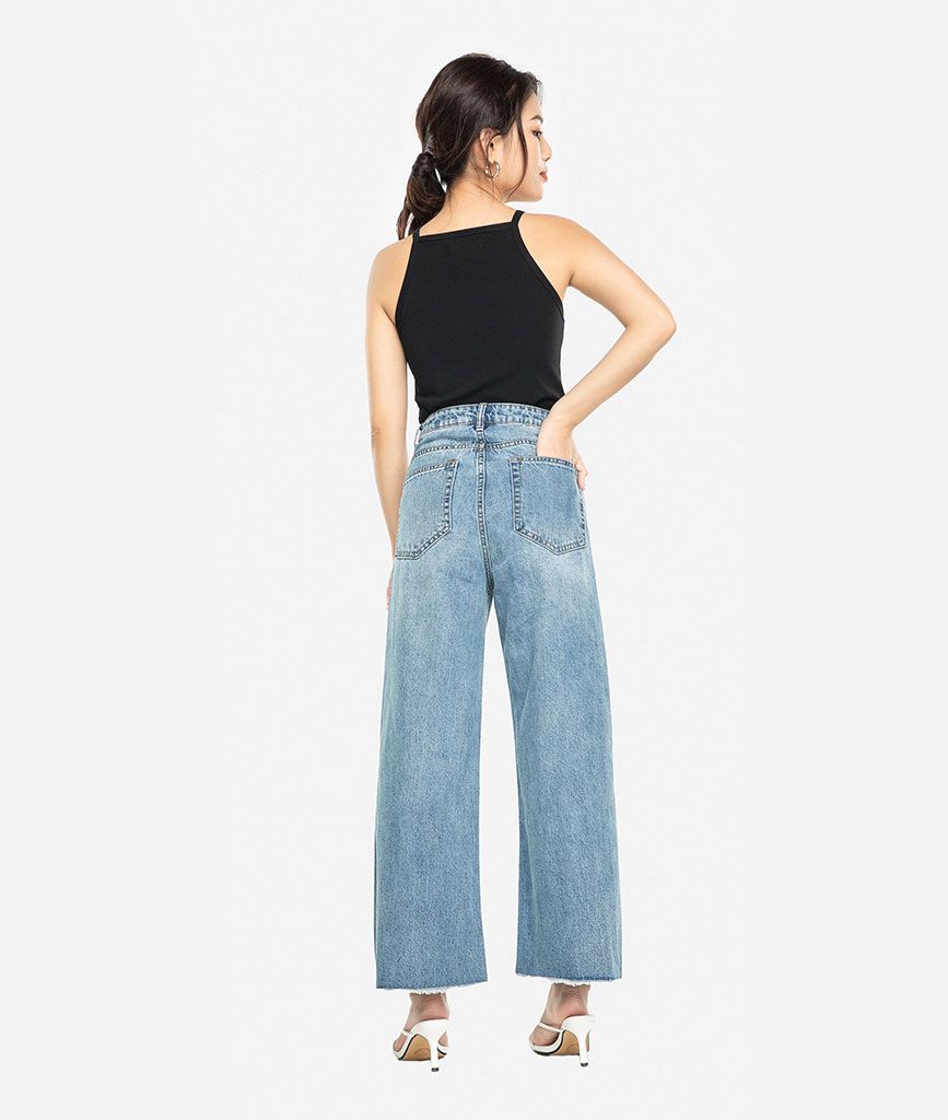 Quần kaki jean ống rộng