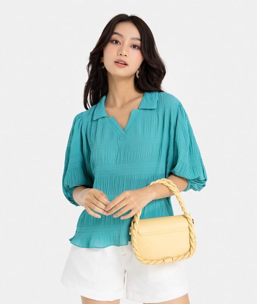 Áo tay phồng cổ sơ mi