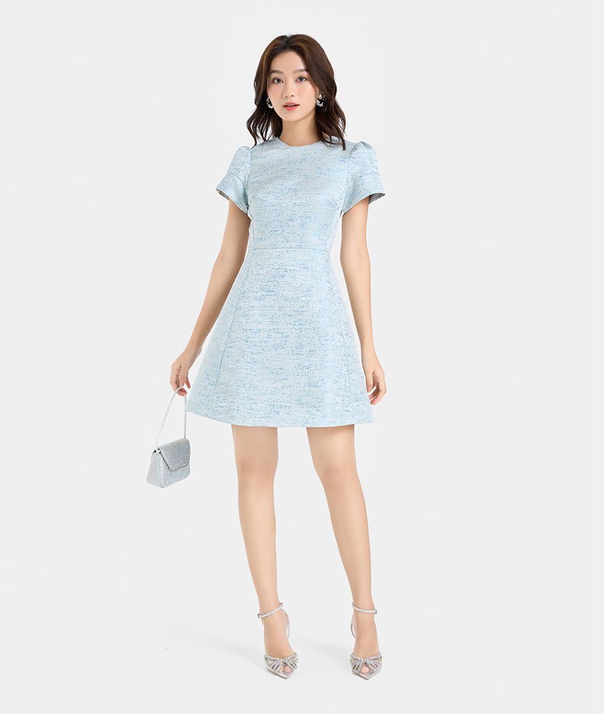Đầm ngắn vải gấm