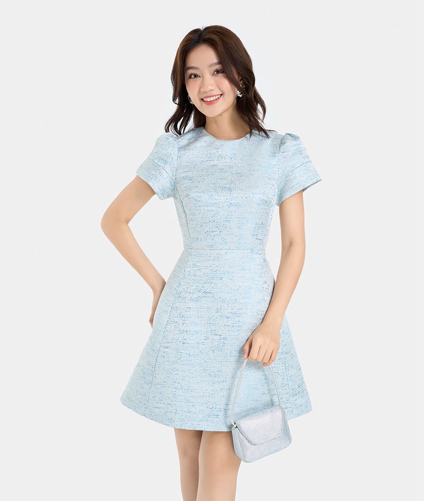 Đầm ngắn vải gấm