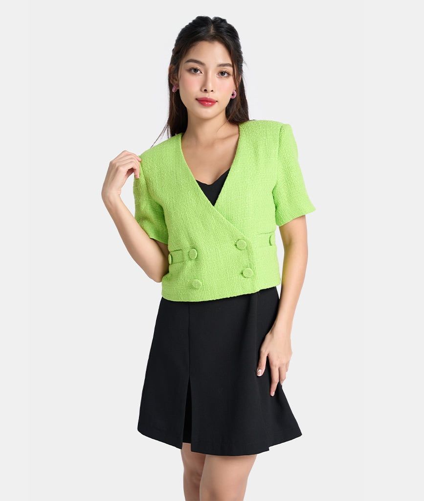 Áo blazer crop ngắn tay