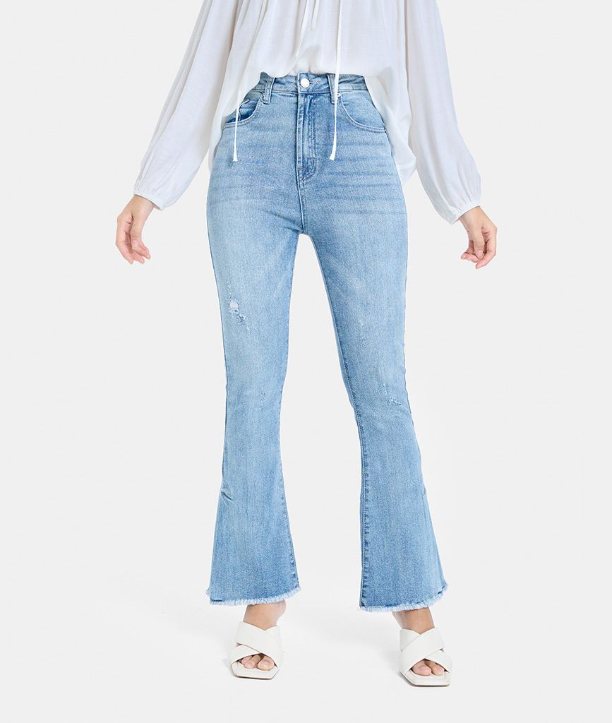 Quần dài jeans ống loa wax đùi