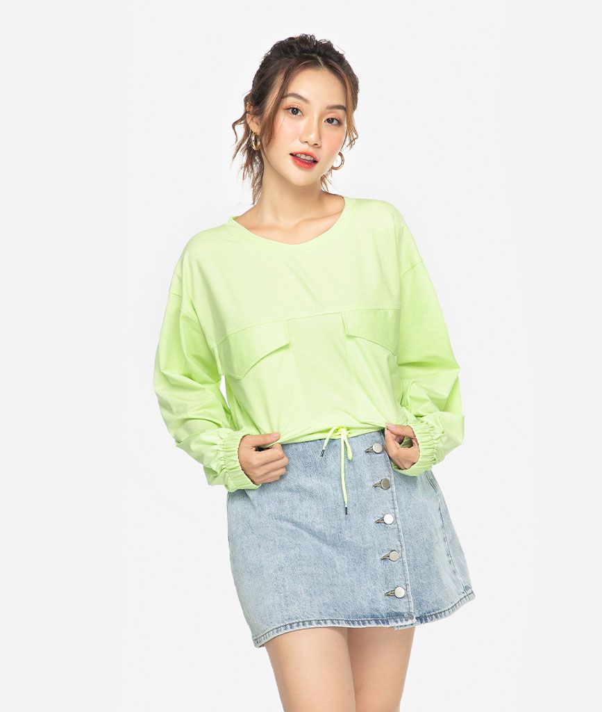 Áo thun croptop cột lai