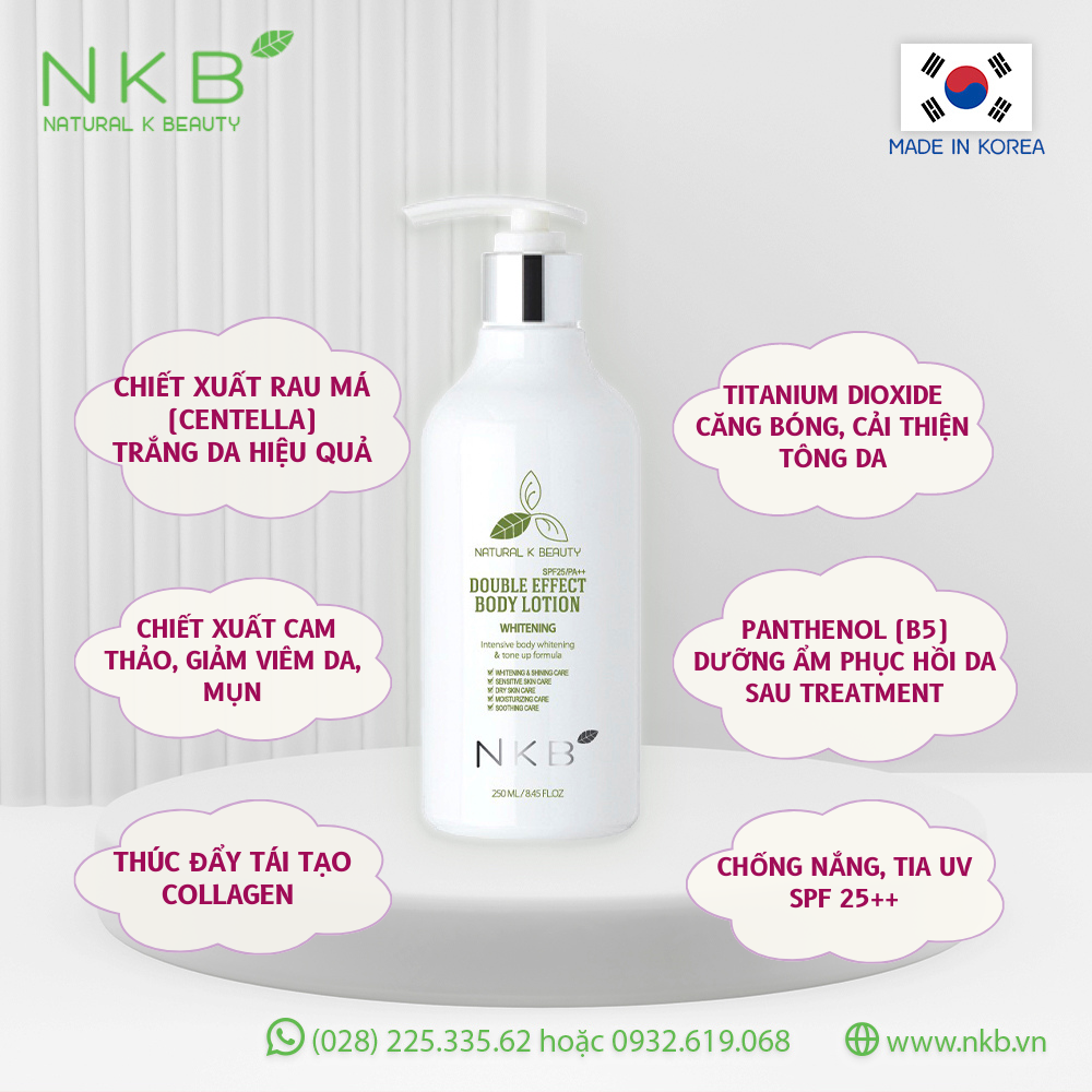  Kem dưỡng trắng da toàn thân NKB DOUBLE EFFECT BODY LOTION 