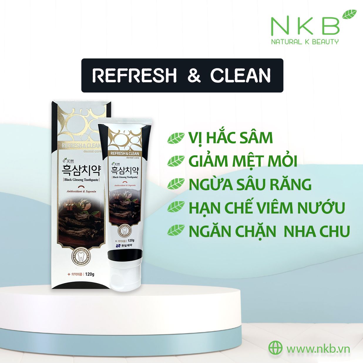  REFRESH & CLEAN BLACK GINSENG TOOTHPASTE - KEM ĐÁNH RĂNG HẮC SÂM 