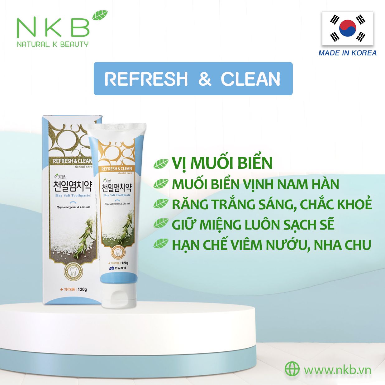  REFRESH & CLEAN BAY SALT TOOTHPASTE - Kem Đánh Răng Muối Biển 