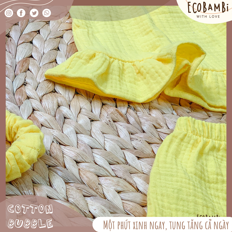 Set bé gái Petal cotton bubble