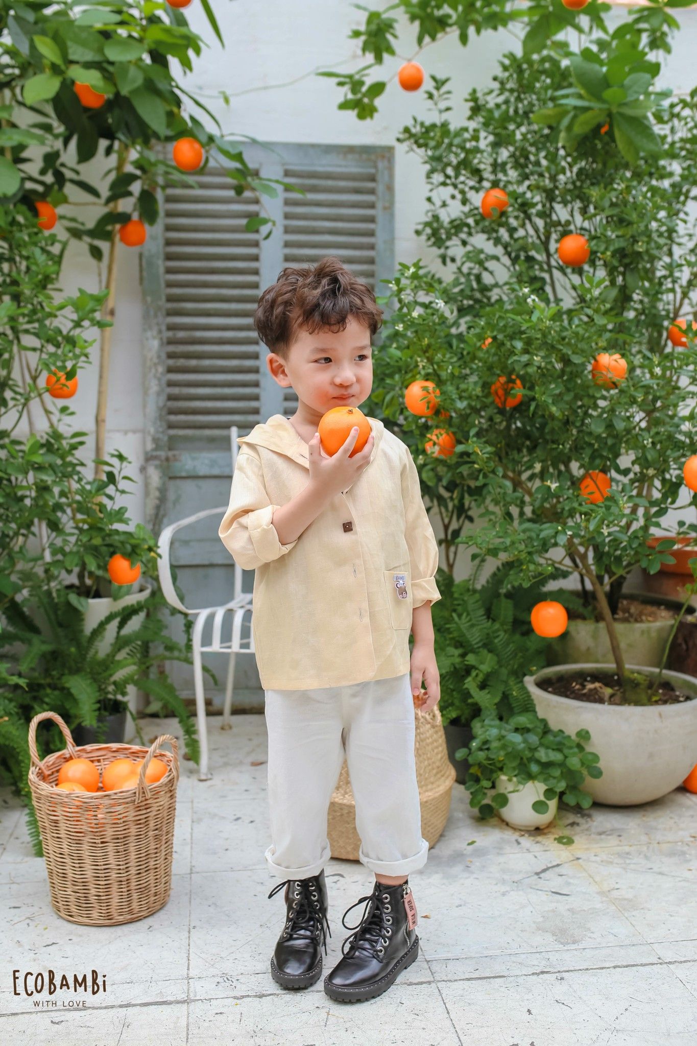 Áo khoác có nón linen unisex