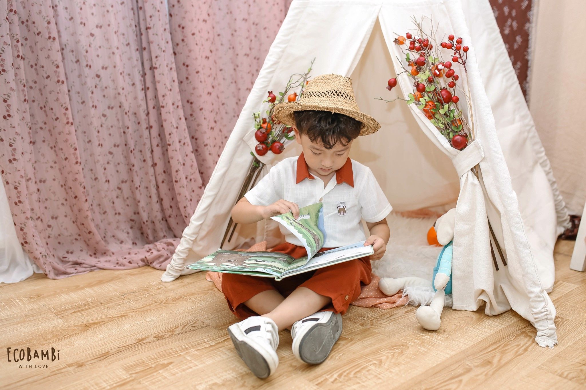 Áo sơ mi tay ngắn linen bé trai