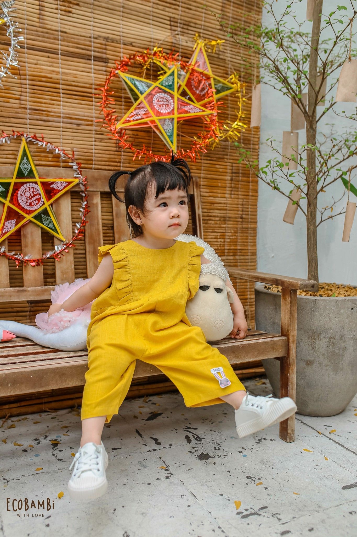 Jumpsuit linen bé gái