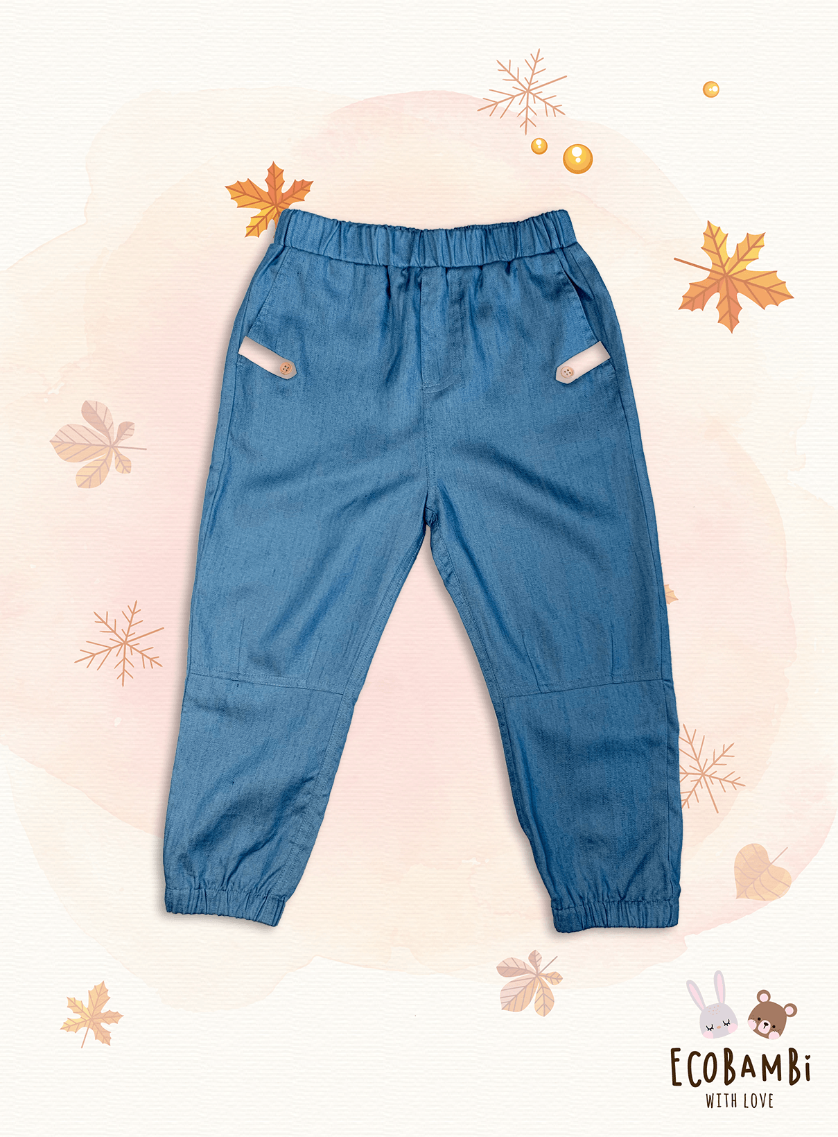 Quần bé trai ráp gối tencel denim