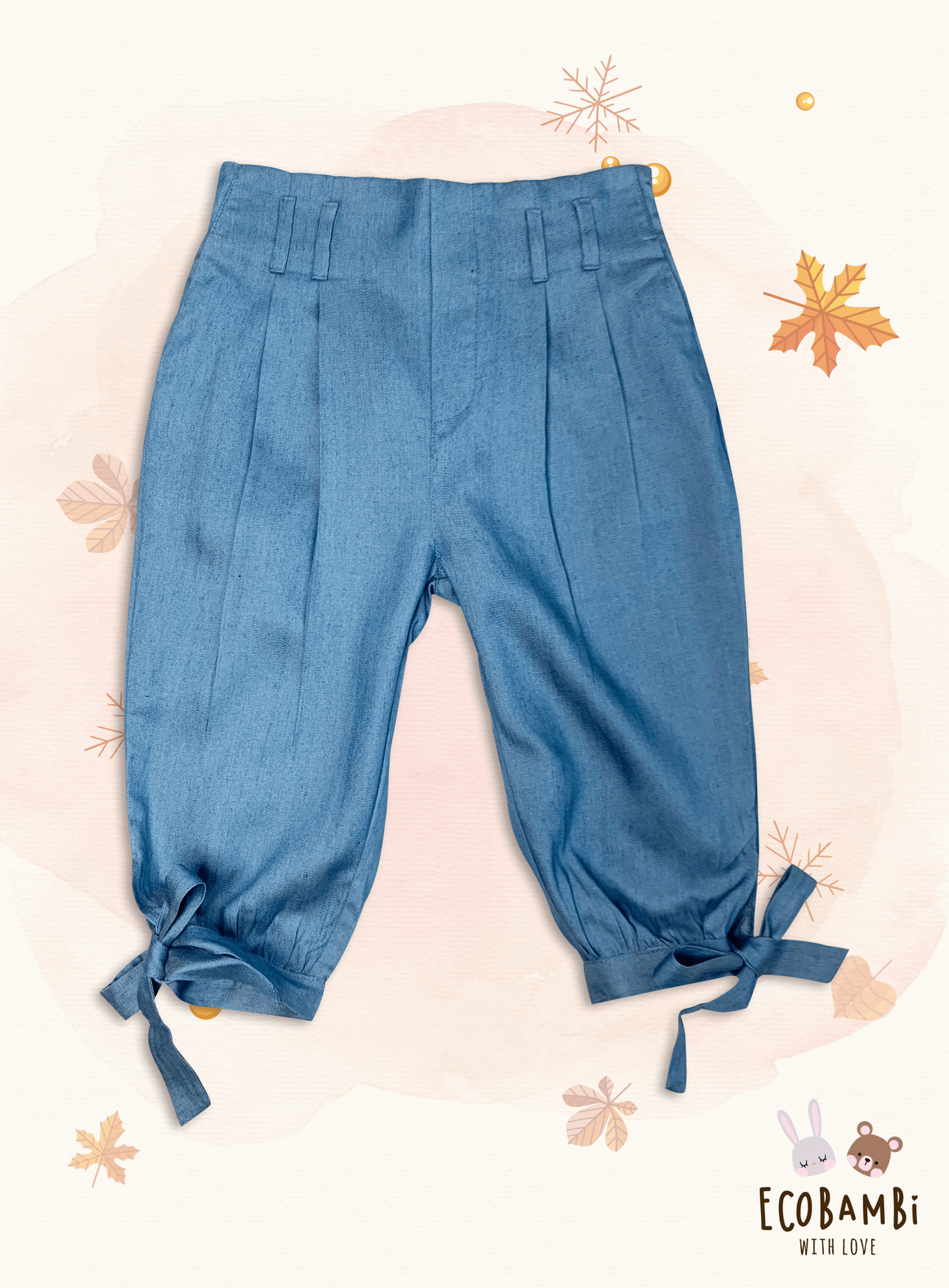 Quần baggy bé gái tencel denim