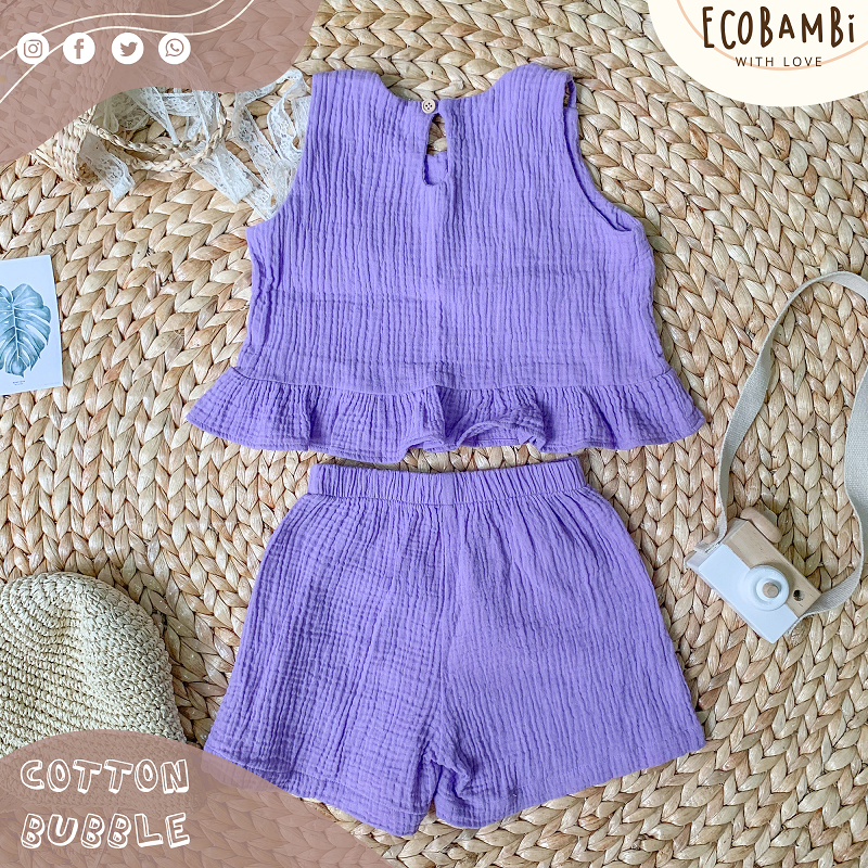 Set bé gái Baby Leaf cotton bubble