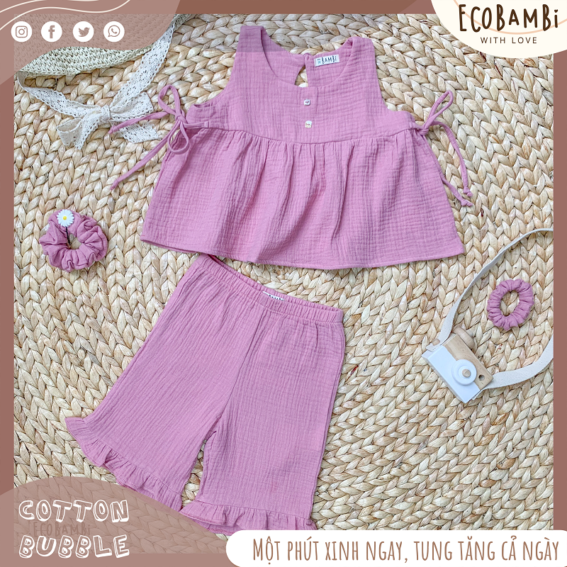 Set bé gái Little Tree cotton bubble