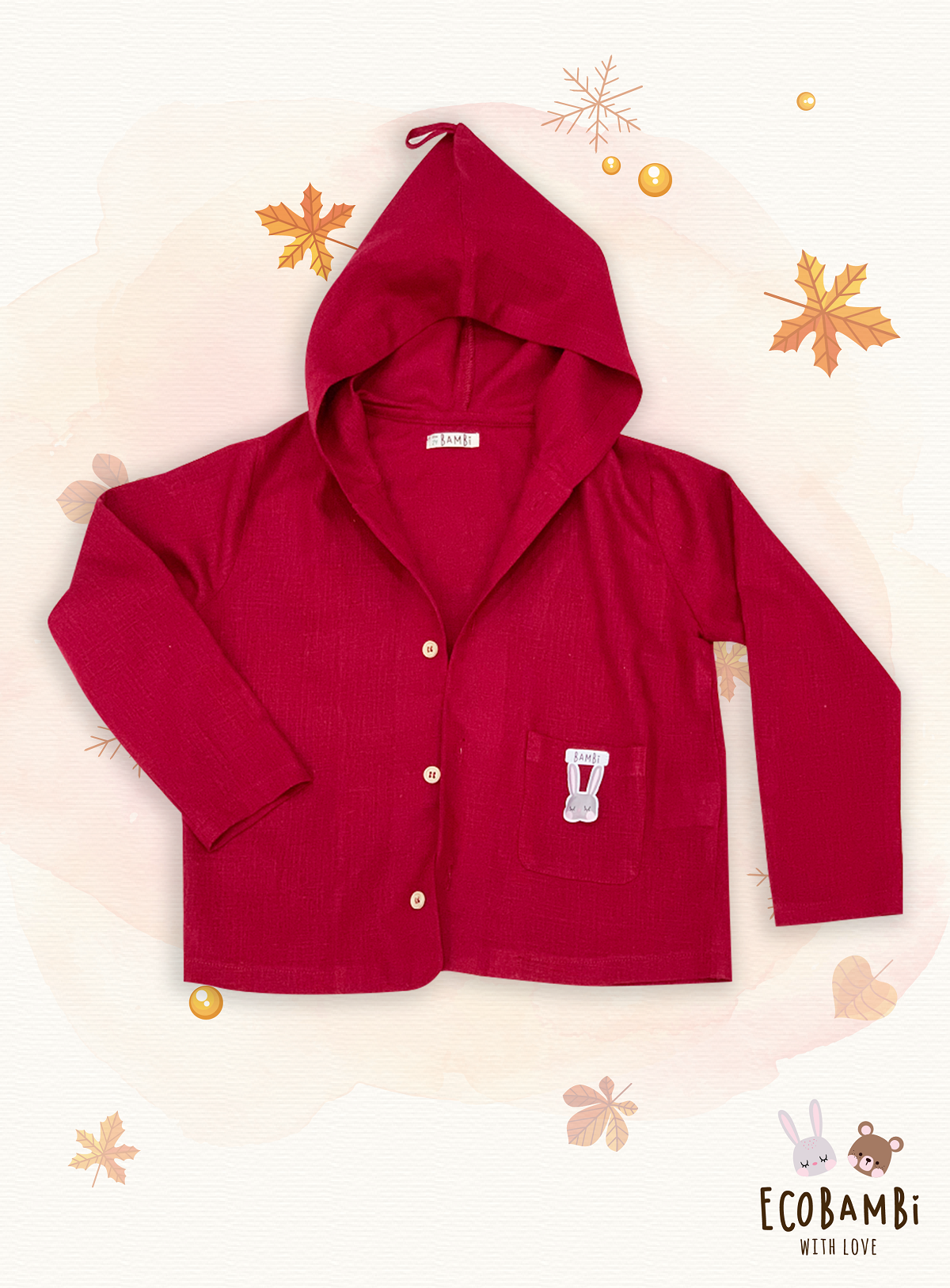 Áo khoác có nón linen unisex
