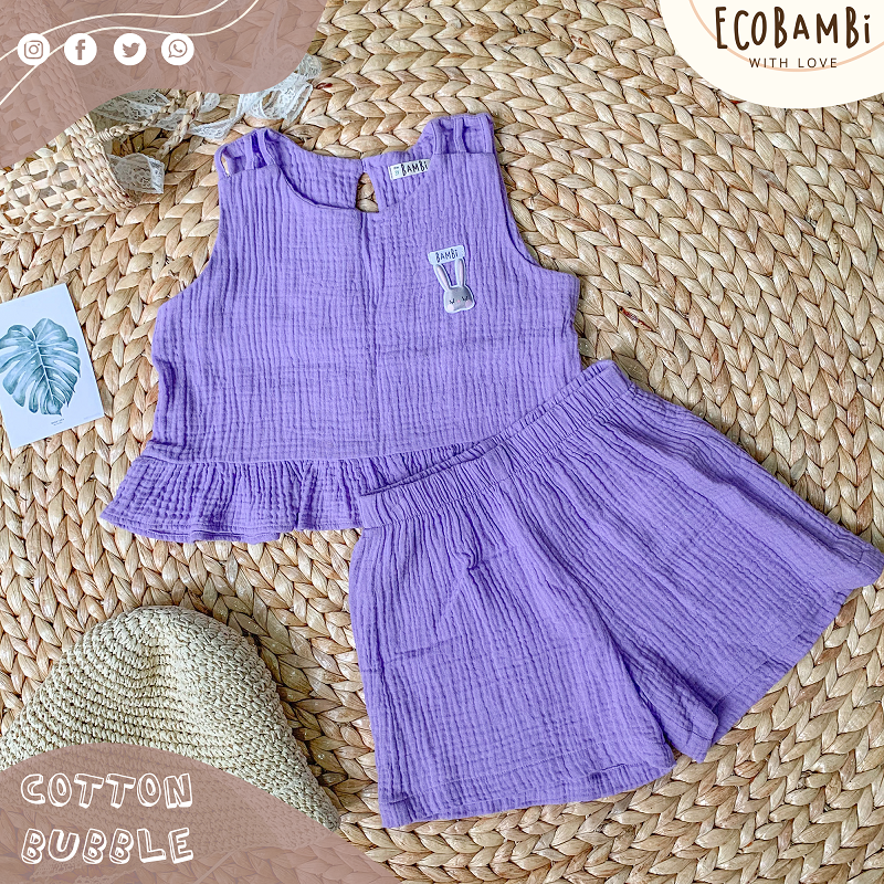 Set bé gái Baby Leaf cotton bubble