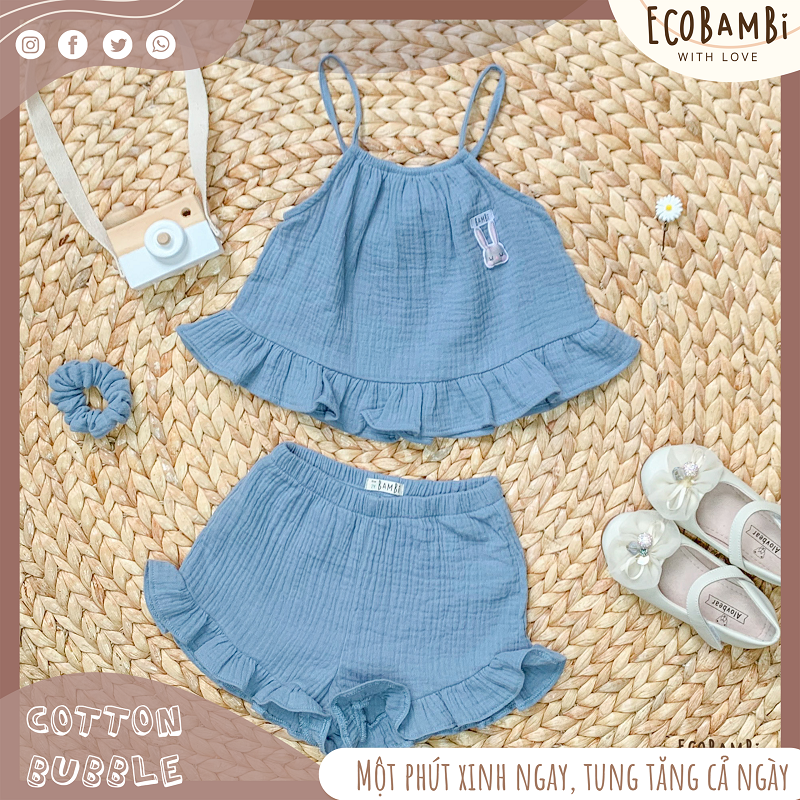 Set bé gái Petal cotton bubble