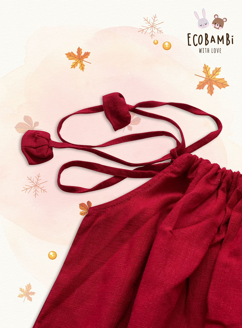 Đầm linen cổ yếm form đuôi cá bé gái