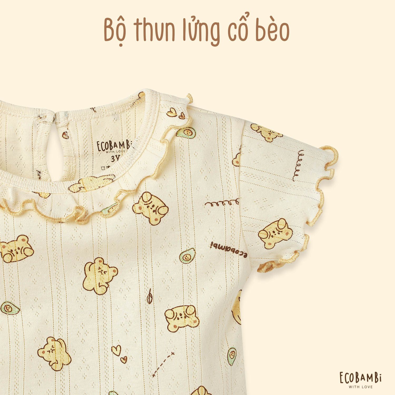 Bộ cotton thun Hàn kiểu dệt Jacquard tay ngắn cổ bèo quần lửng bé gái - 8935334000605