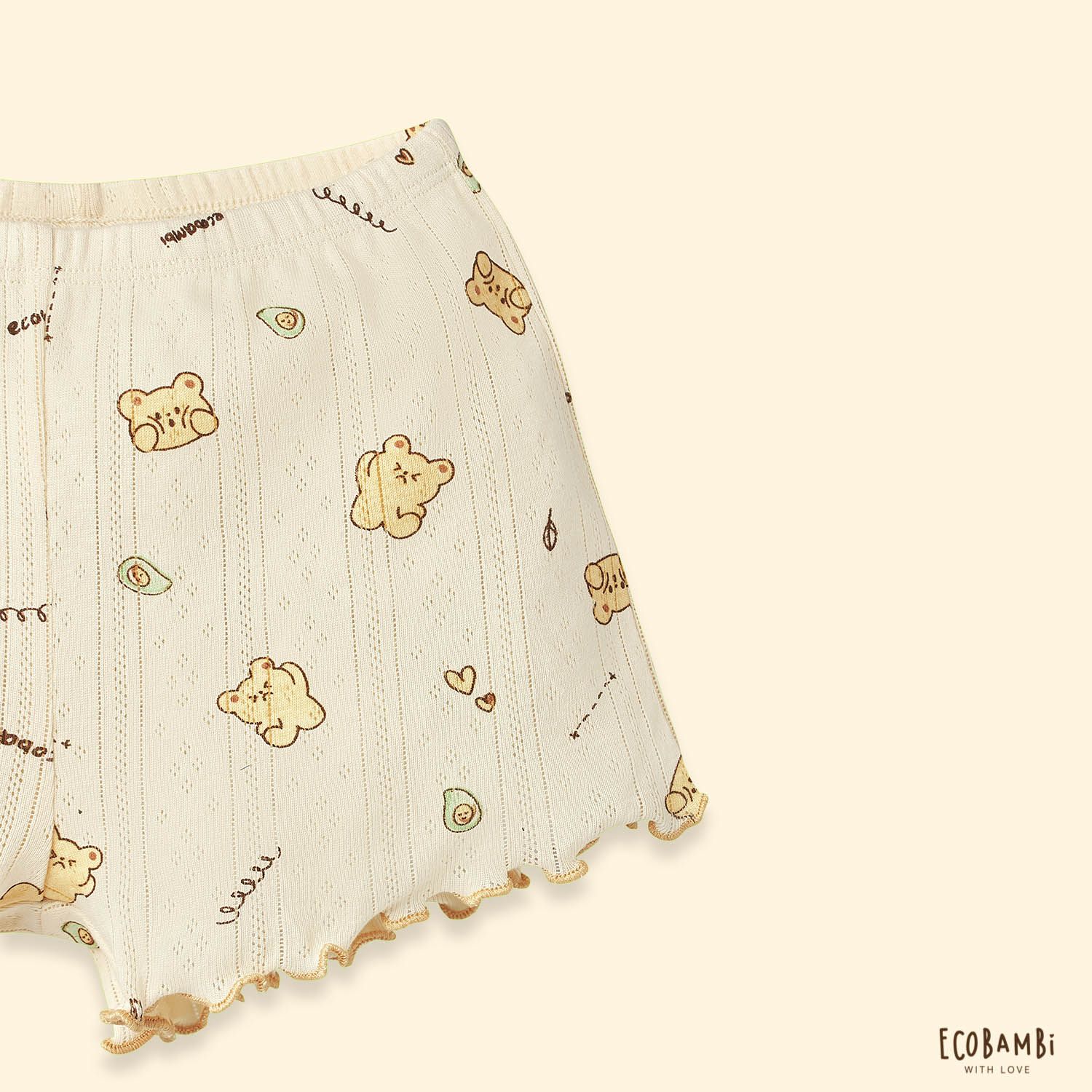 Bộ thun cotton Hàn bé gái TAY NGẮN kiểu dệt jacquard hoa nhí ECOBAMBI - 8935334000001
