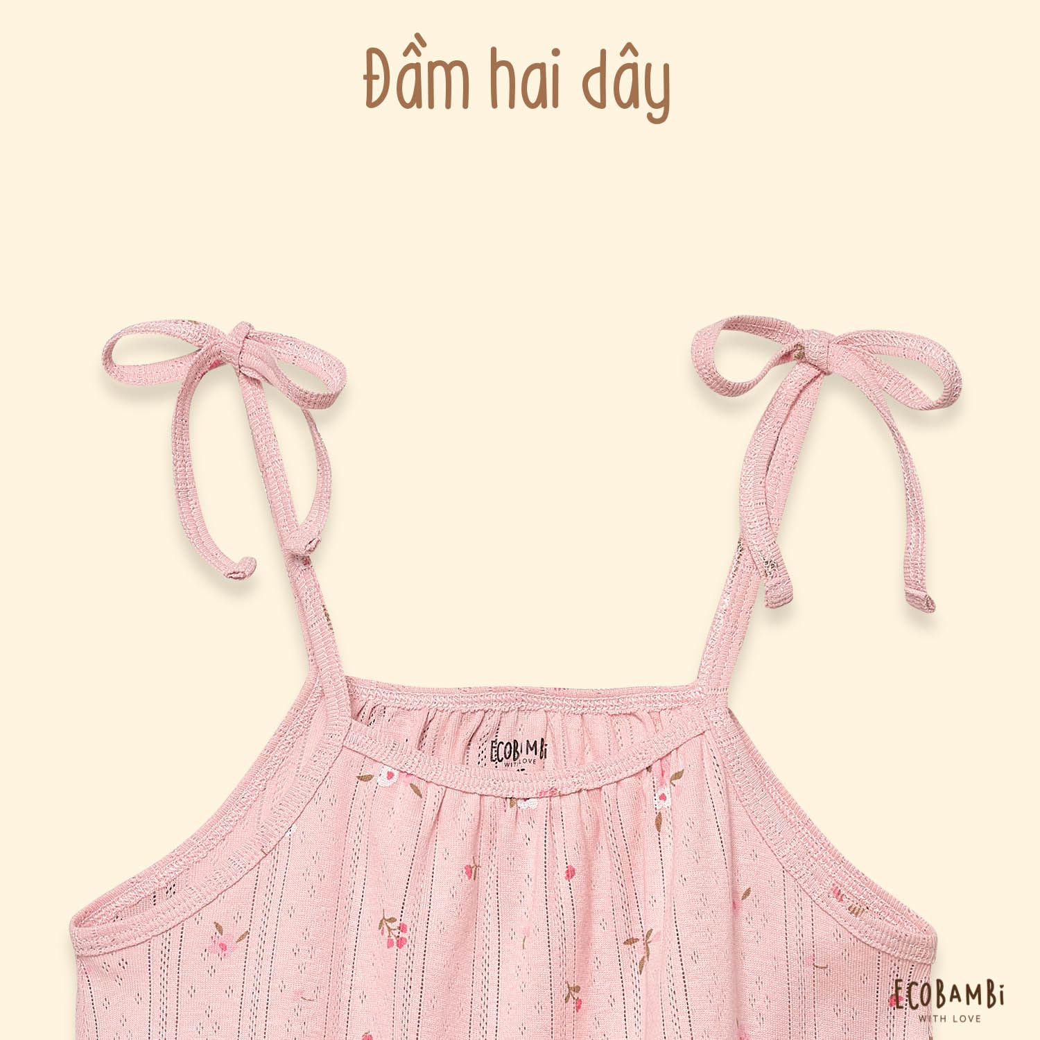Đầm 2 dây cotton Hàn kiểu dệt Jacquard in hoa bé gái ECOBAMBI - 8935334000551