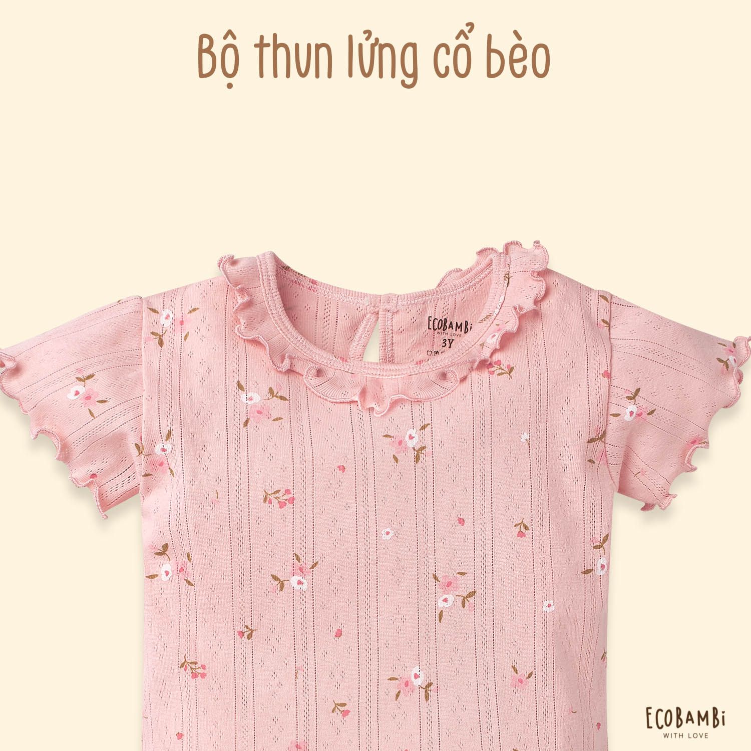 Bộ cotton thun Hàn kiểu dệt Jacquard tay ngắn cổ bèo quần lửng bé gái - 8935334000605