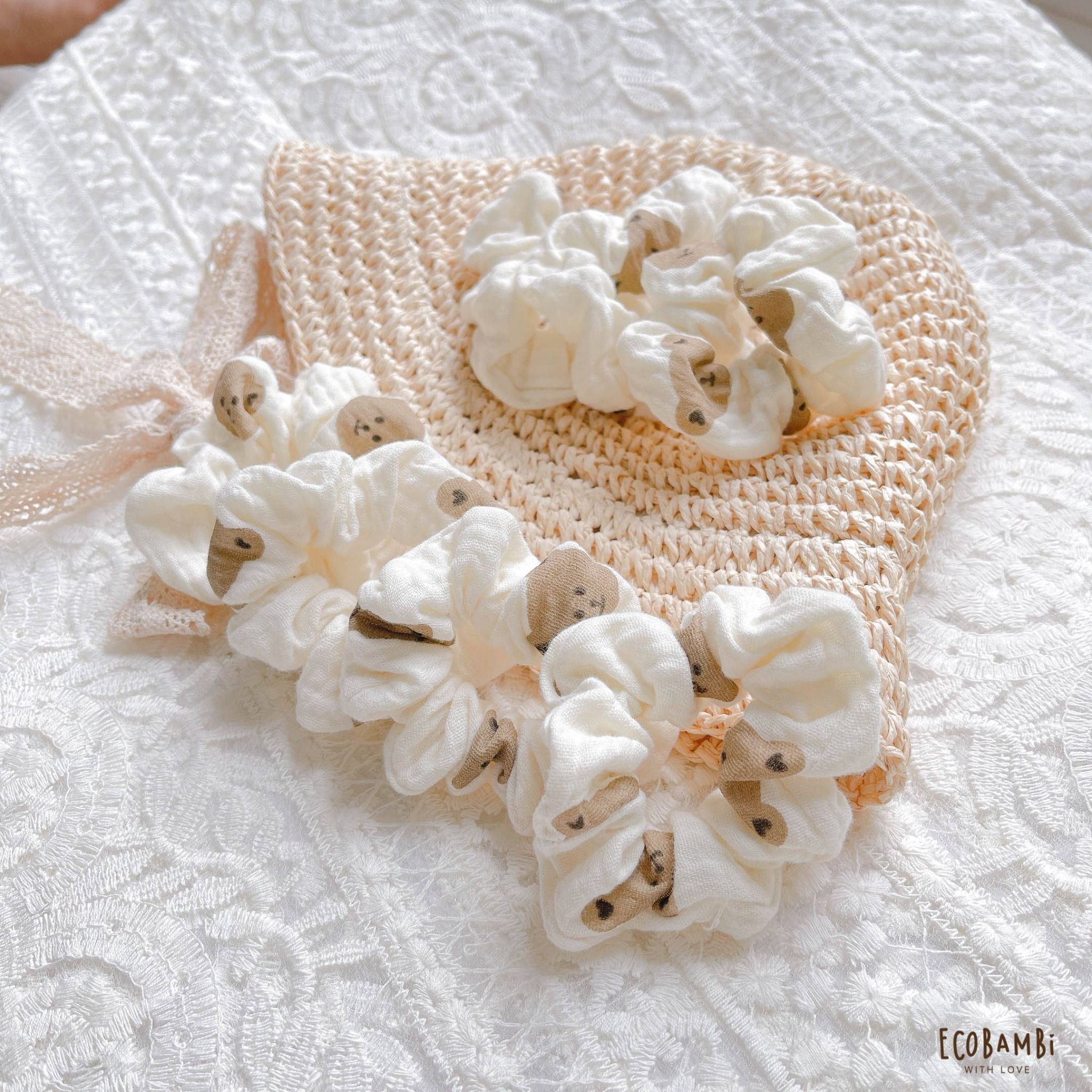Scrunchies cotton in hoạ tiết - bản nhỏ