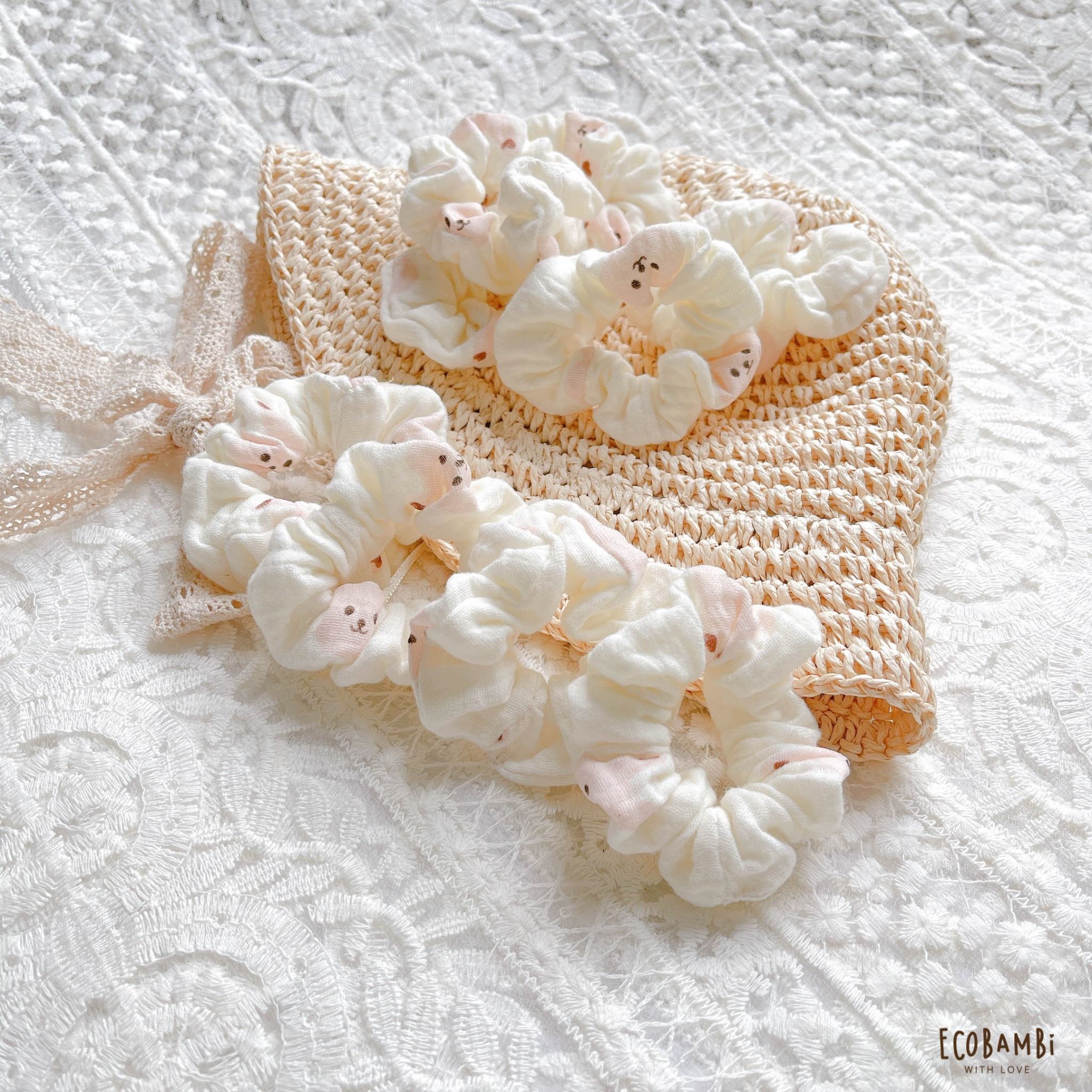 Scrunchies cotton in hoạ tiết - bản nhỏ