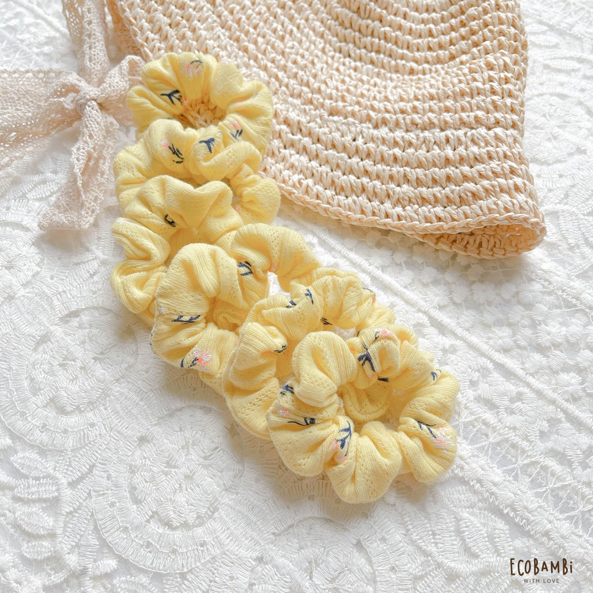 Scrunchies cotton in hoạ tiết - bản nhỏ