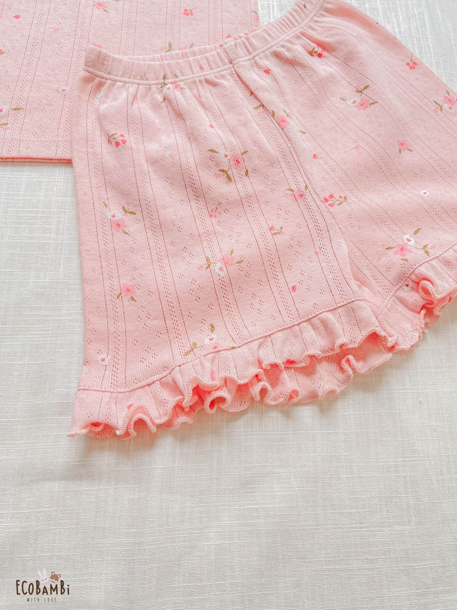 Bộ bé gái TAY CÁNH TIÊN thun thông hơi cotton Hàn Quốc, kiểu dệt jacquard in hoạ tiết dễ thương - 8935334000391