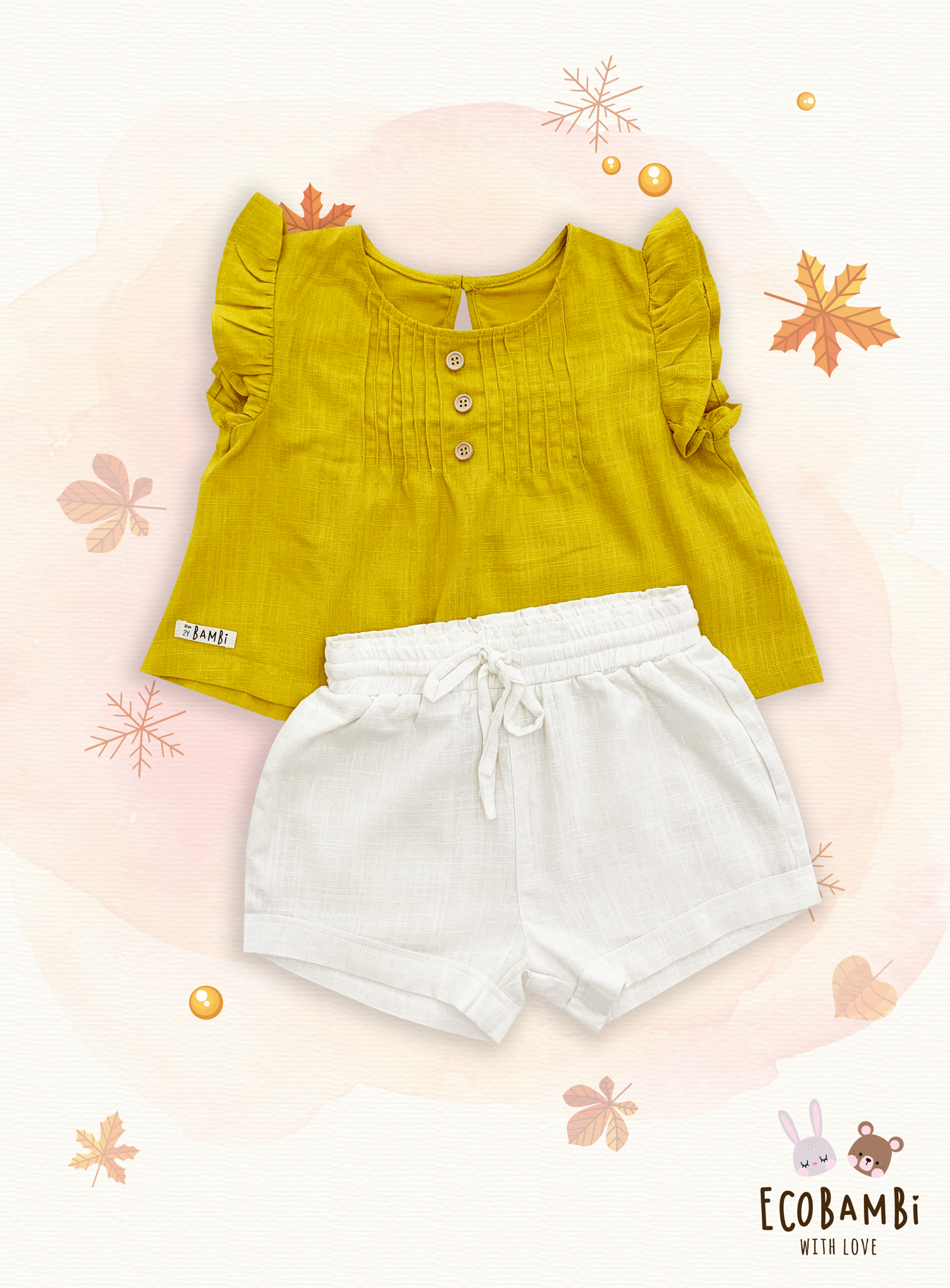 Quần shorts linen bé gái