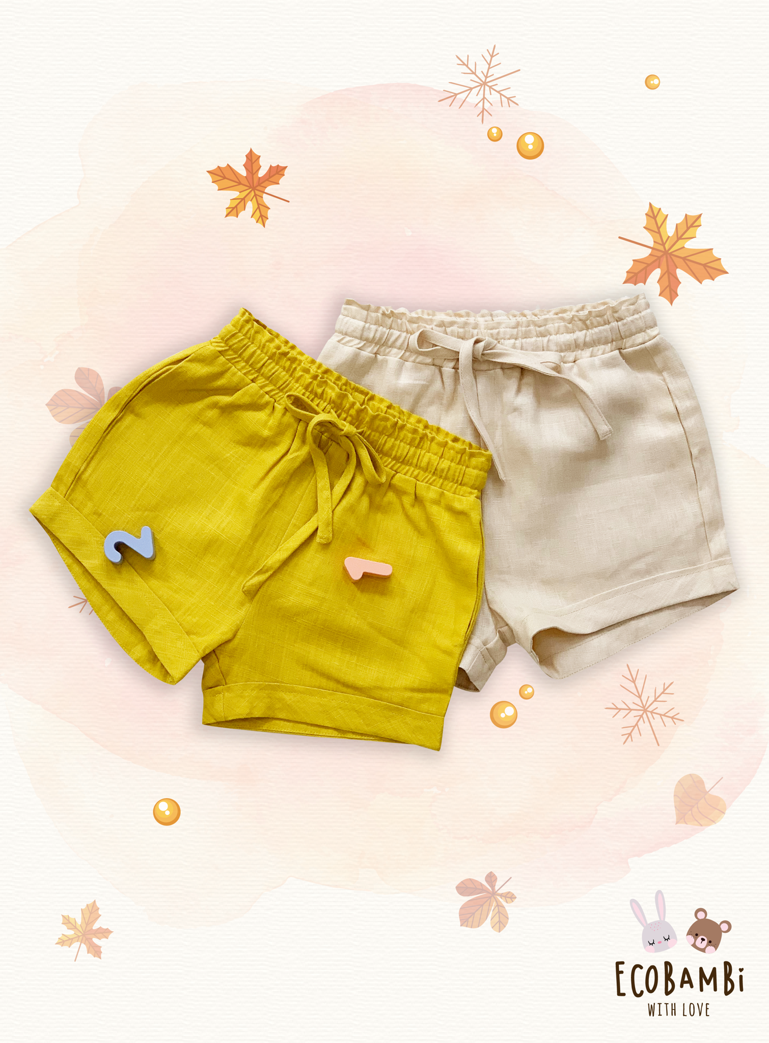 Quần shorts linen bé gái