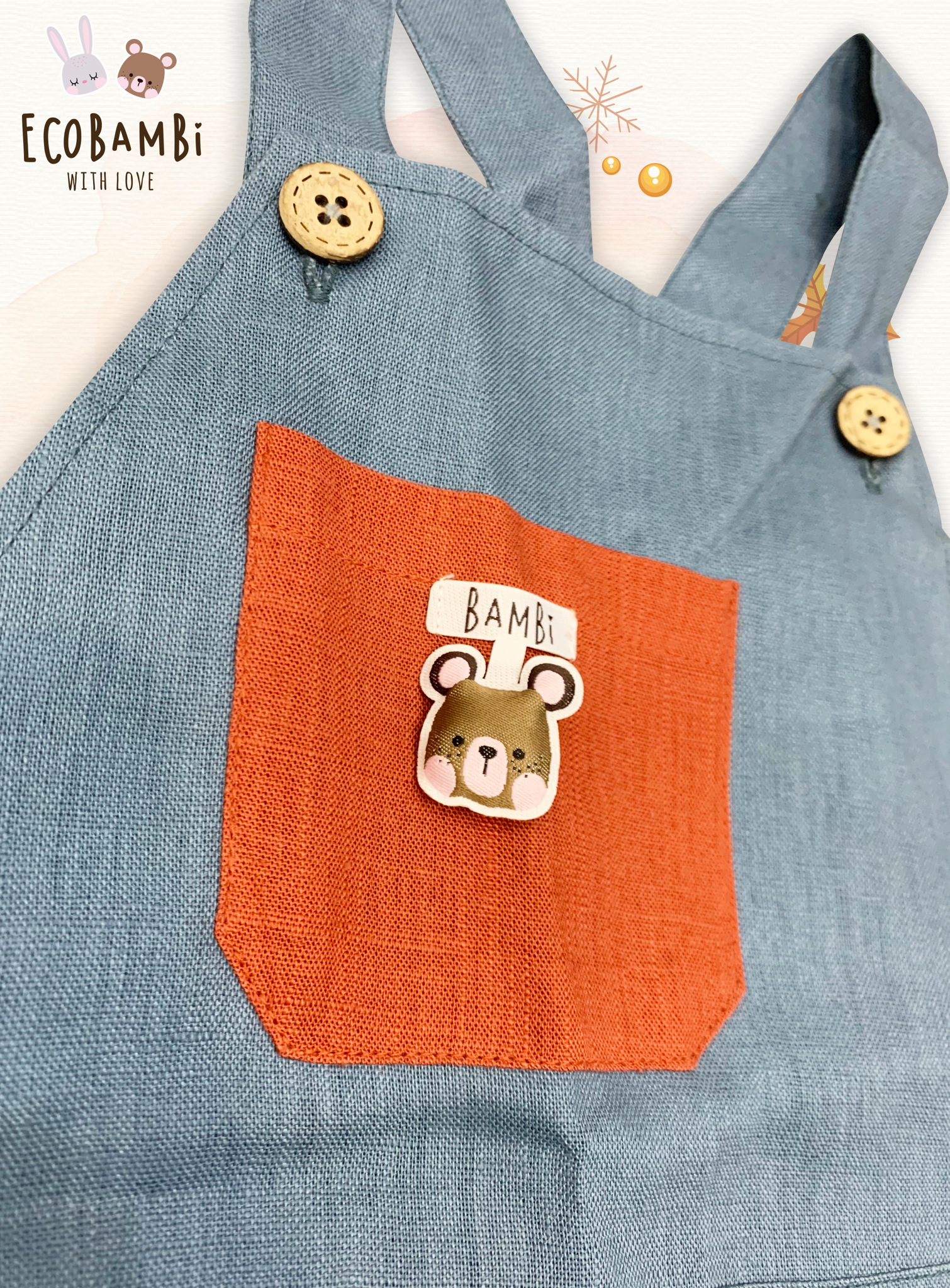 Jumpsuit shorts linen bé trai