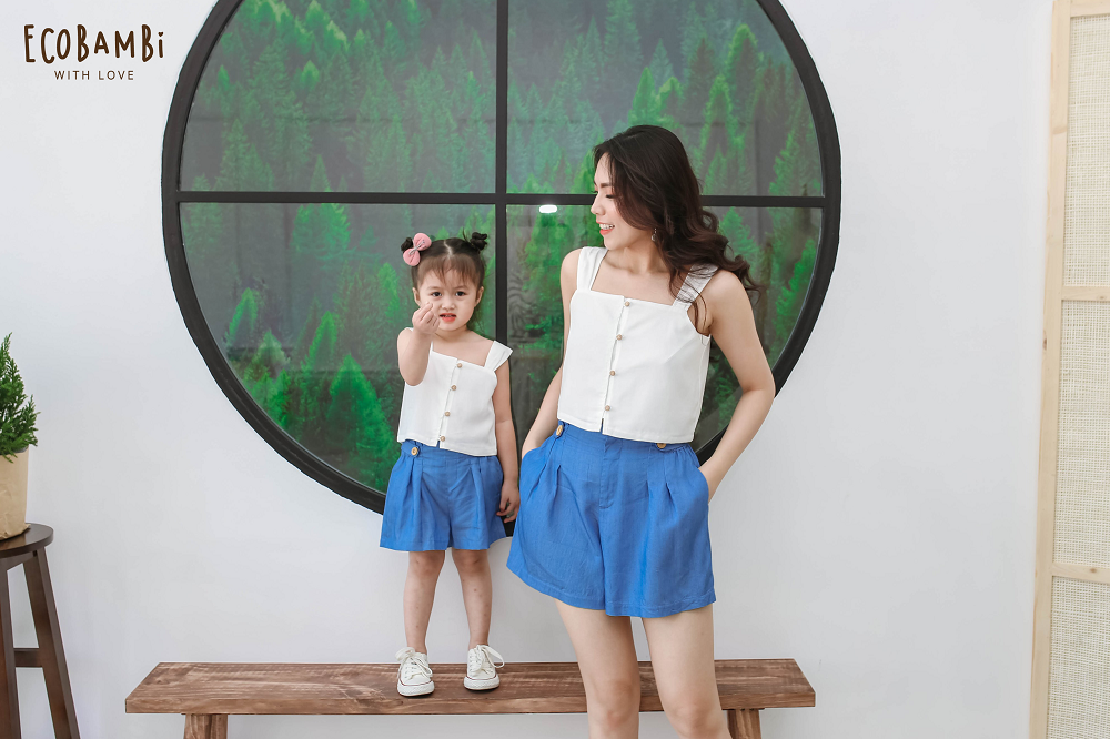 Quần shorts bé gái tencel denim