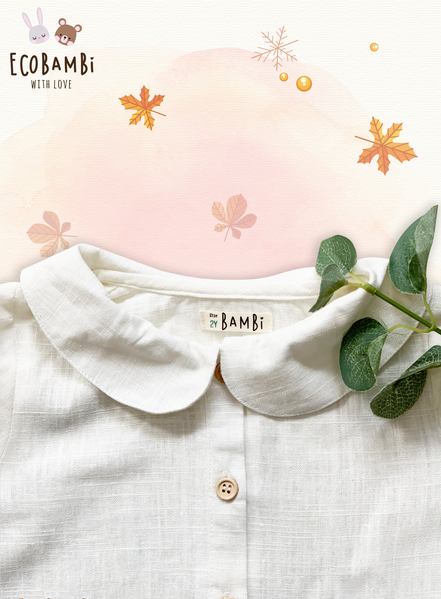 Đầm linen cổ lá sen bé gái