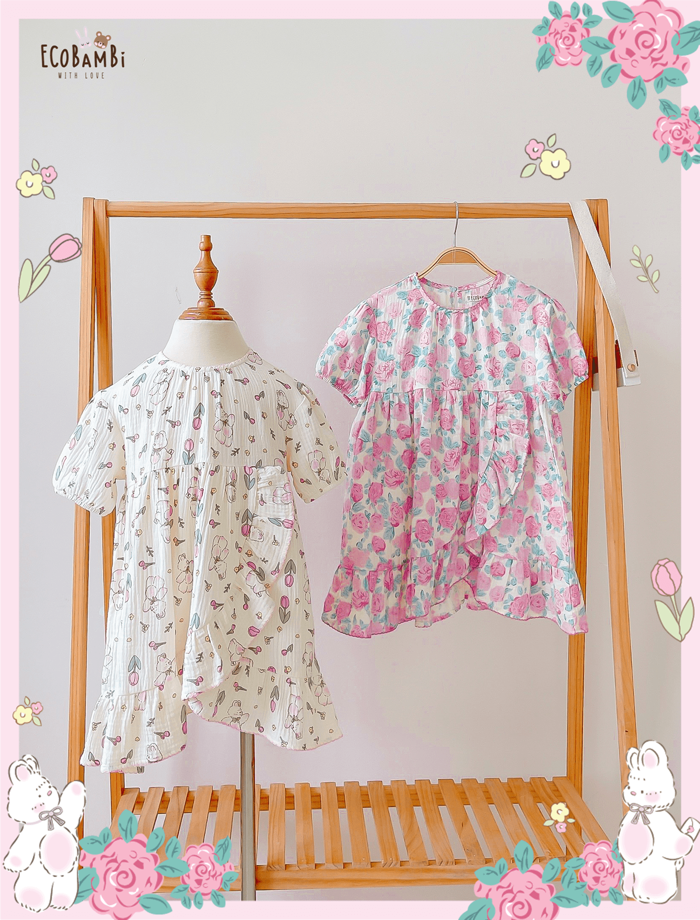 Đầm Muslin tay ngắn - vạt chéo bé gái - BB-23DAMBG045 - 8935334001305