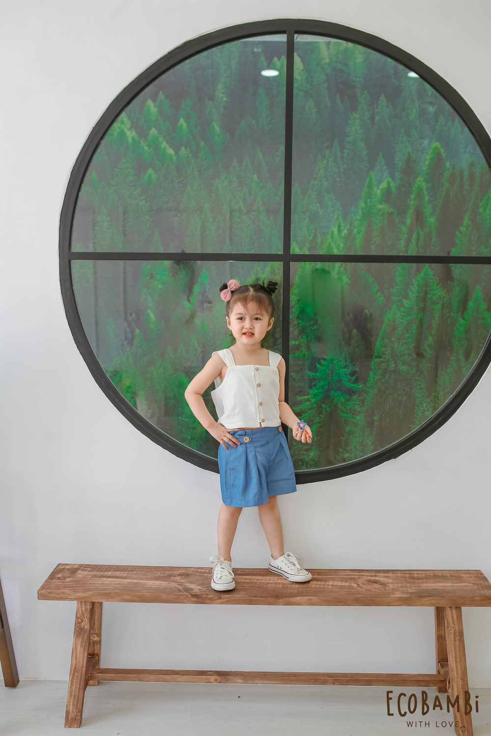 Quần shorts bé gái tencel denim