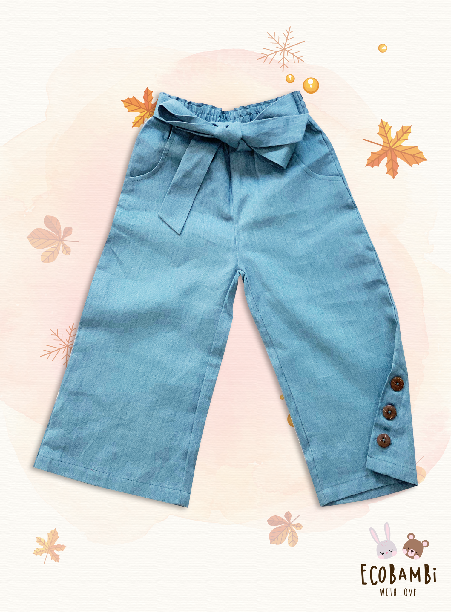 Quần culottes linen bé gái