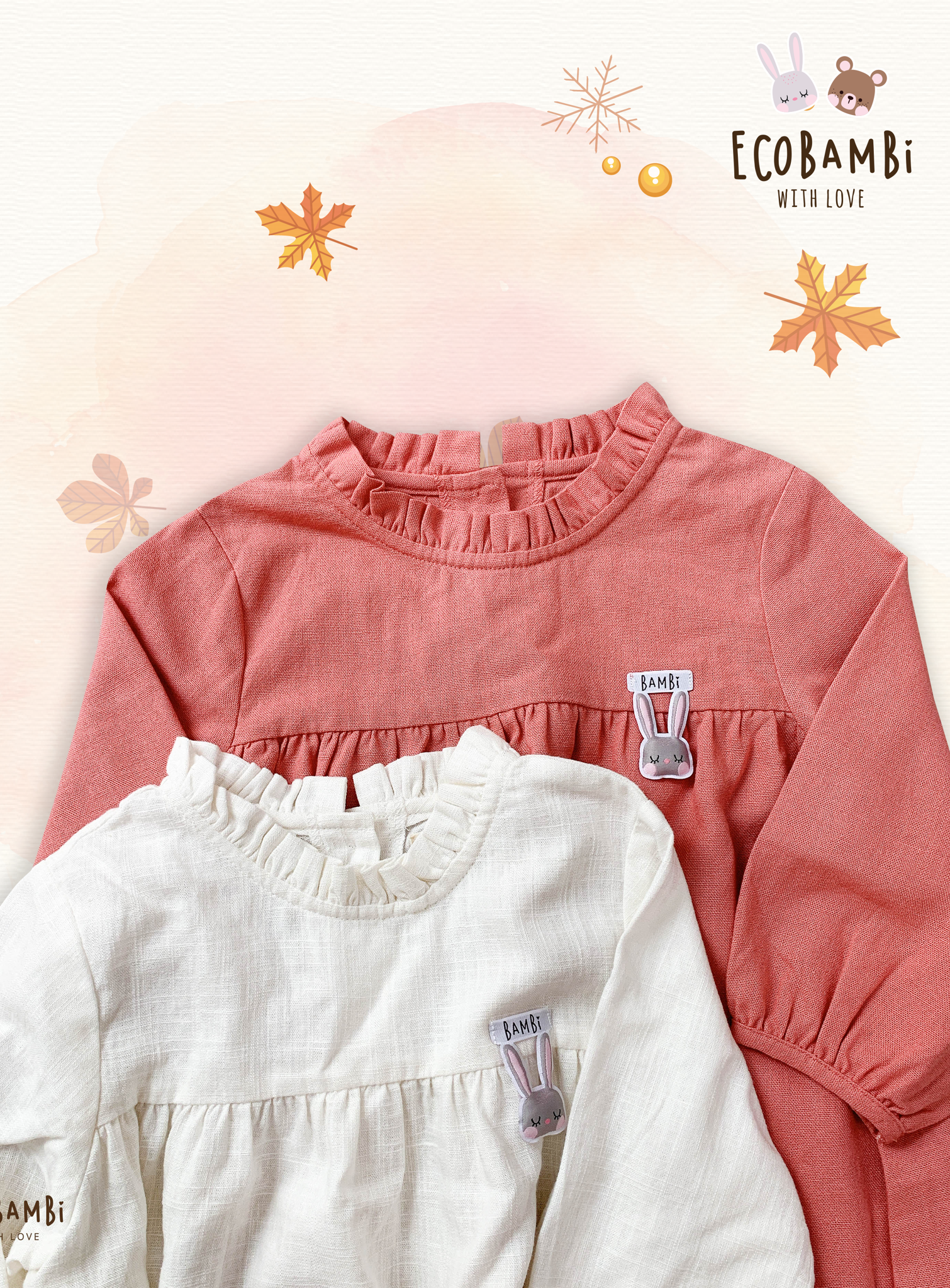 Đầm linen cổ bèo tay lửng bé gái